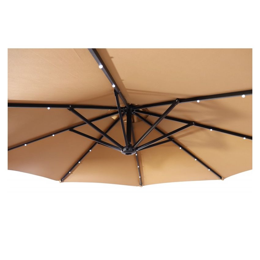 Parasol deporté Netspa avec base + LED solaire intégrées