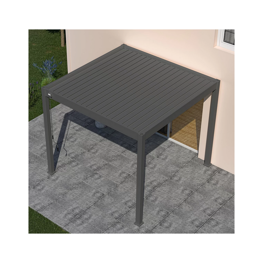 Pergola Bioclimatique autoportante OMBREA 3x4m Noir charbon/Blanc