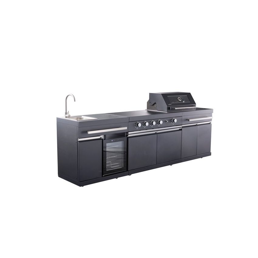 Cuisine d'extérieur KINGRANGE en Acier Noir 282x58x112cm