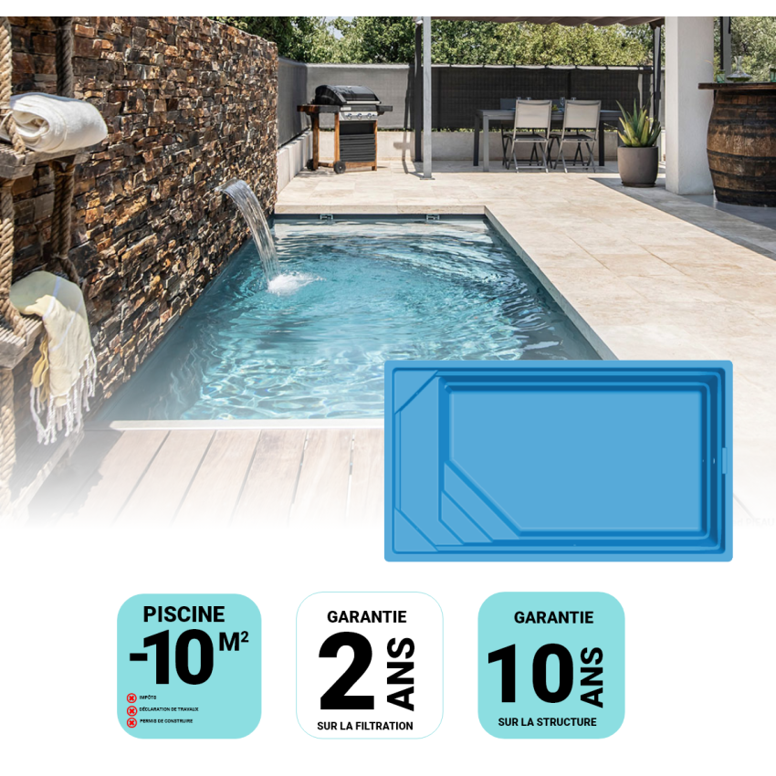 Piscine Coque 4.40 x 2.60 x 145 m BRIVET