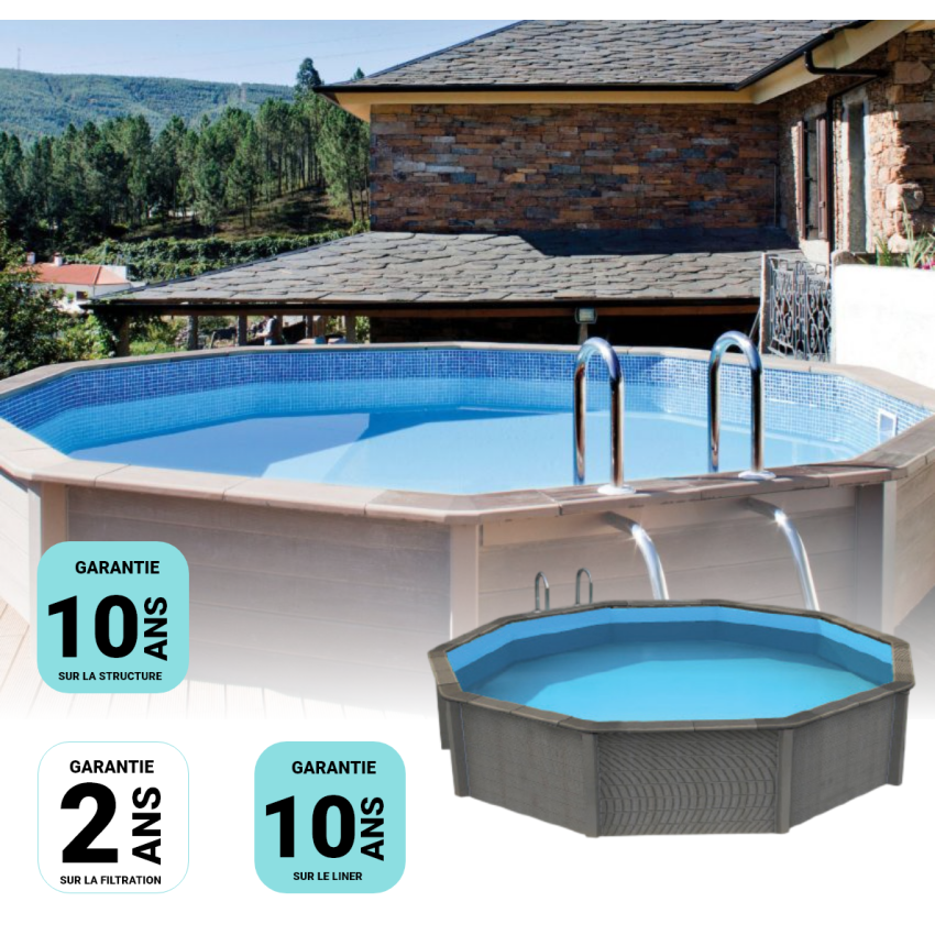 Kit Piscine Béton Aspect Bois Ronde 493x130cm