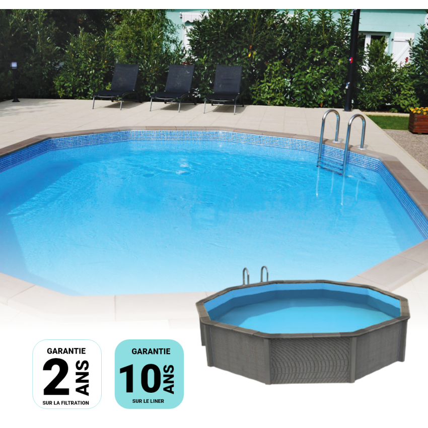 Kit Piscine Béton Aspect Bois Allongé 635x472x143cm