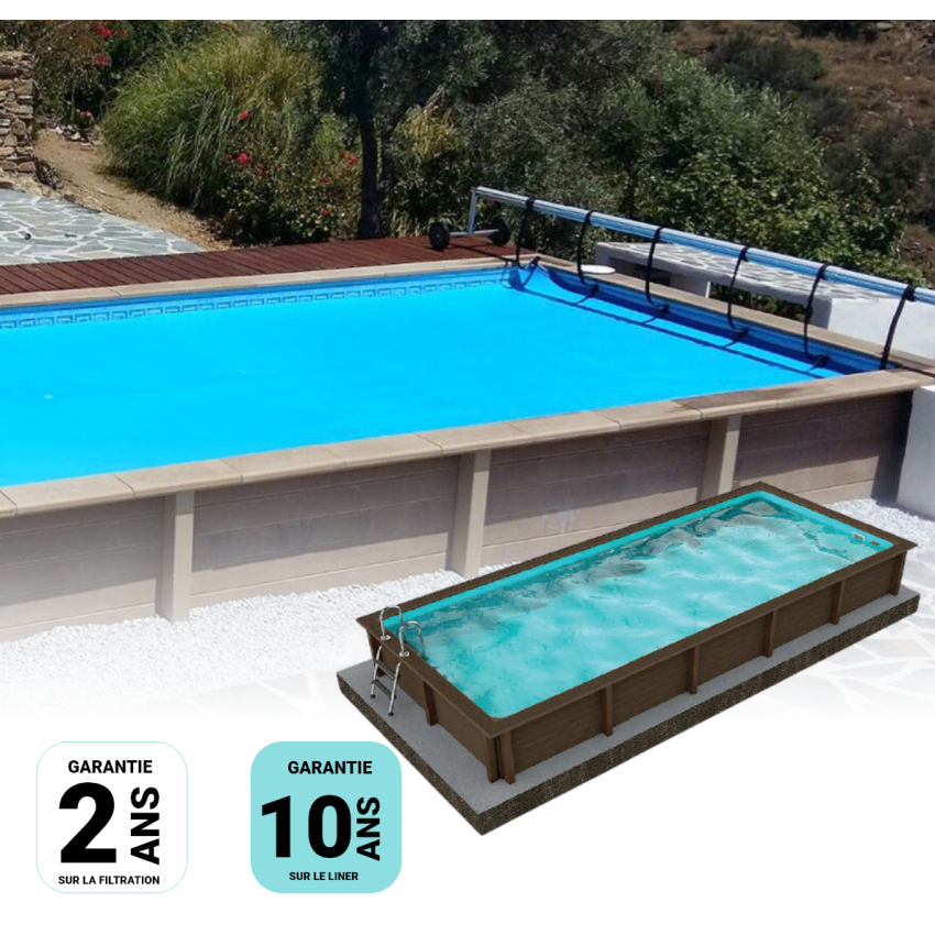 Kit Piscine Béton Aspect Bois Rectangulaire 750x324x130cm