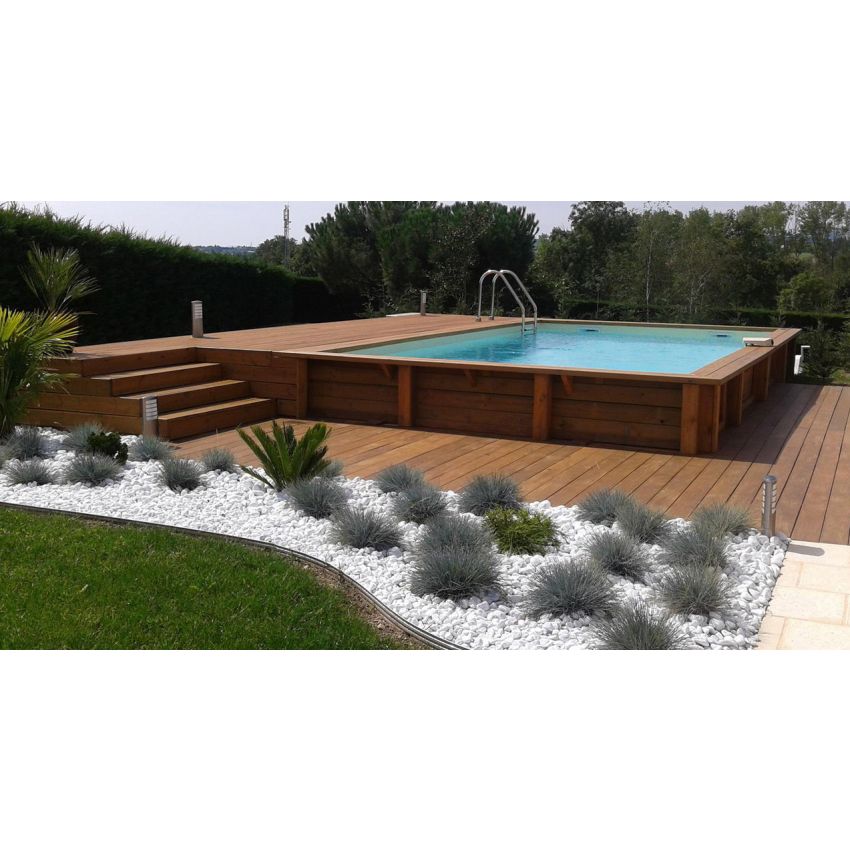 Piscine bois Rectangulaire UBBINK URBAN POOL 450x250x140cm + Nage contre-courant + Projecteur LED + Pompe à chaleur + Coffret électrique