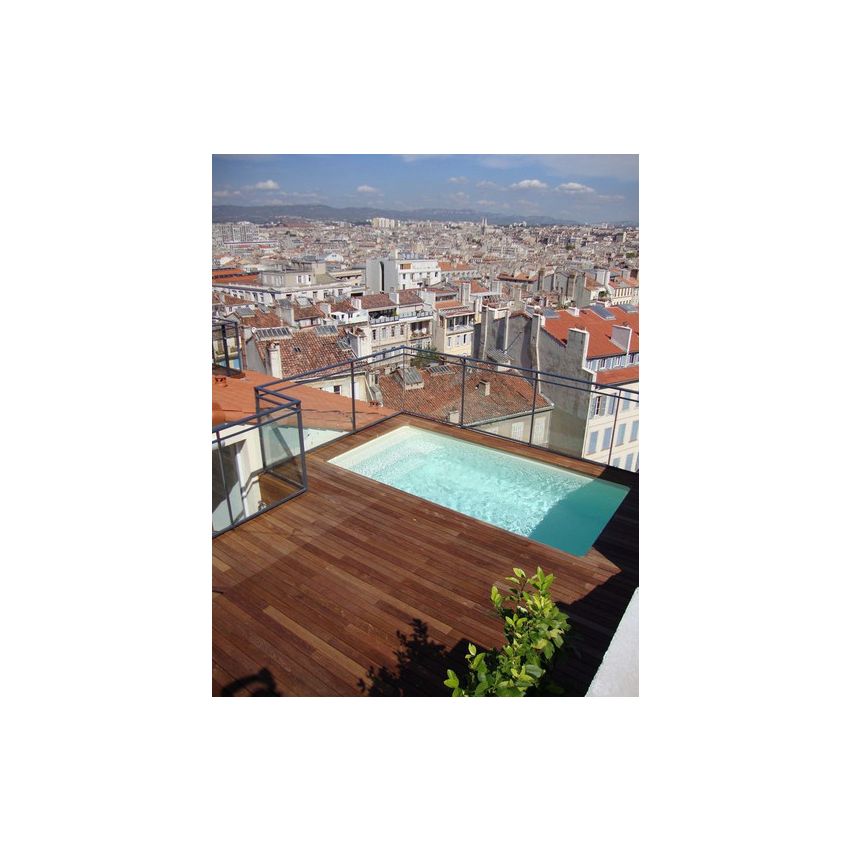 Piscine Bois Luxe Rectangulaire avec Plage Immergée + escalier 470x270x145cm