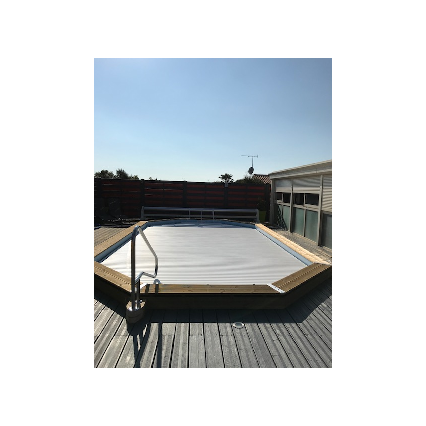 Volet roulant déplaçable pour piscine octogonale allongée 820X470 cm 