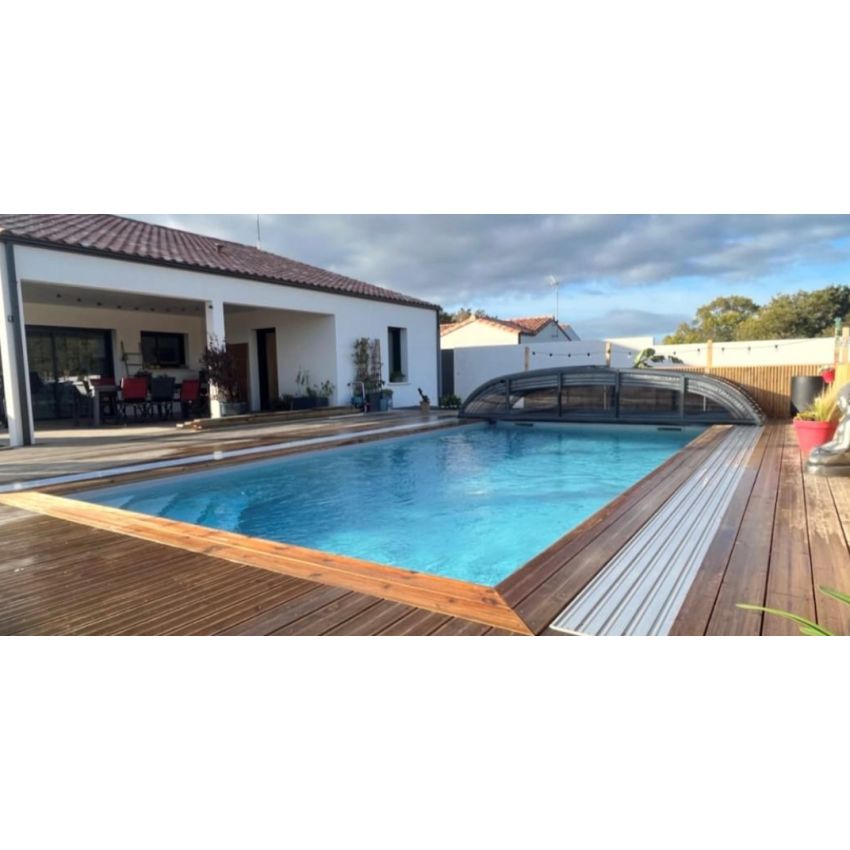 Piscine Bois Luxe Rectangulaire avec Escalier d'angle 620x420x130cm