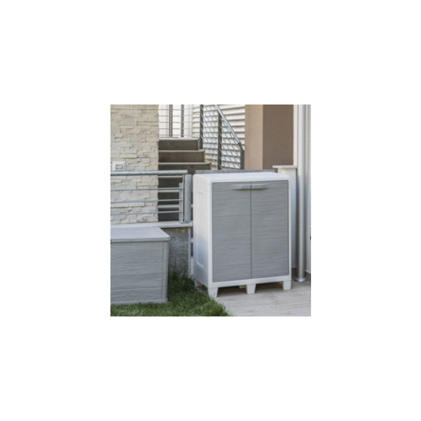 Armoire Jardin Résine basse Woody's XL Gris/Taupe