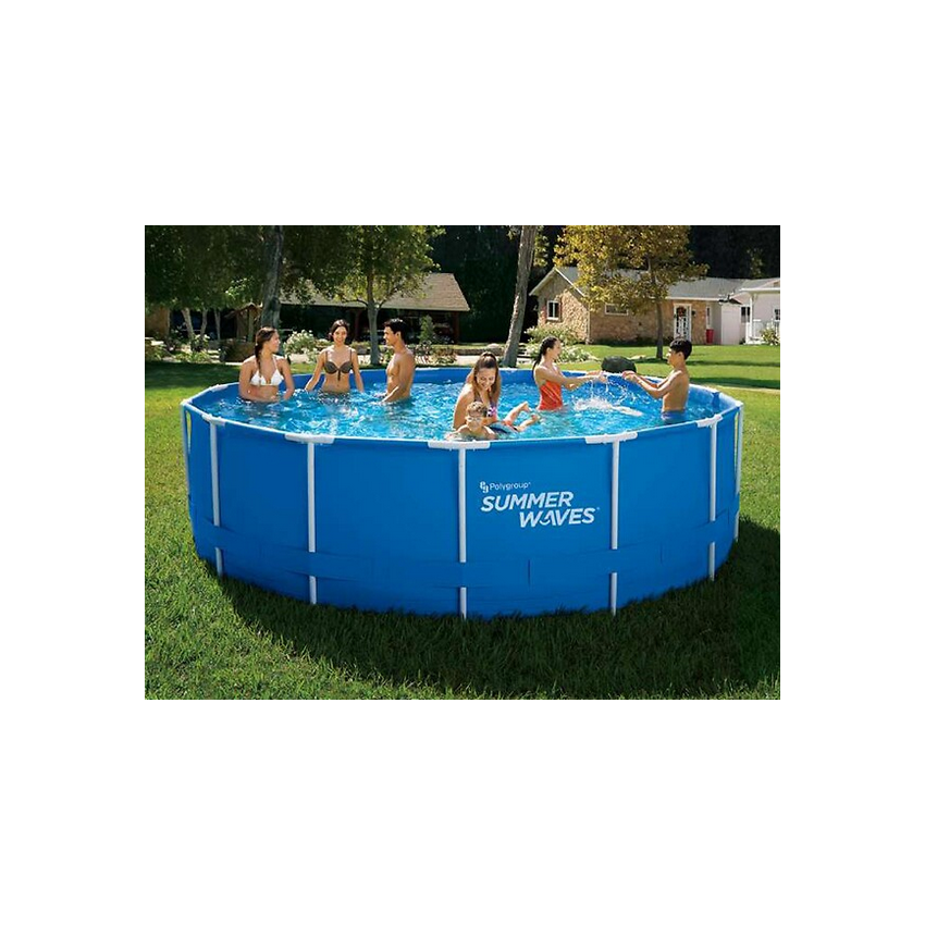 Piscine tubulaire SUMMER WAVES ⌀457x122cm avec Filtration, Couverture et Tapis de sol