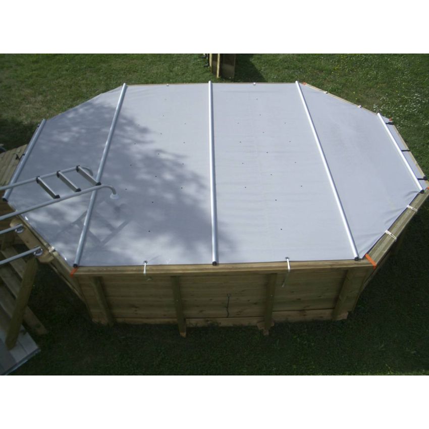 Bache à barres pour piscine octogonale allongée 490x355cm