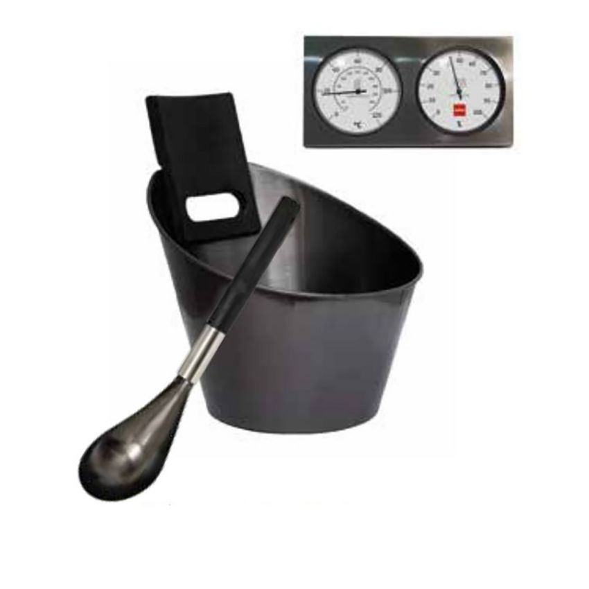 Kit accessoires Harvia en métal noir pour sauna vapeur : Seau, Louche Noir