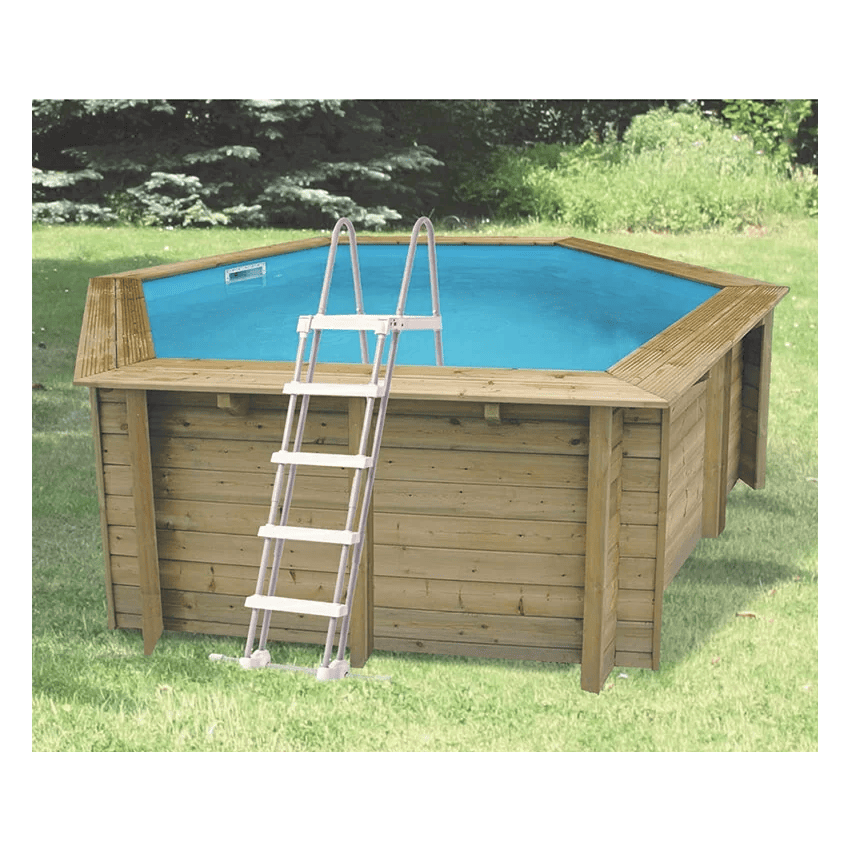 Piscine Bois Ronde UBBINK Sunwater All in ONE 410 - H120cm - Liner bleu 50/100ème