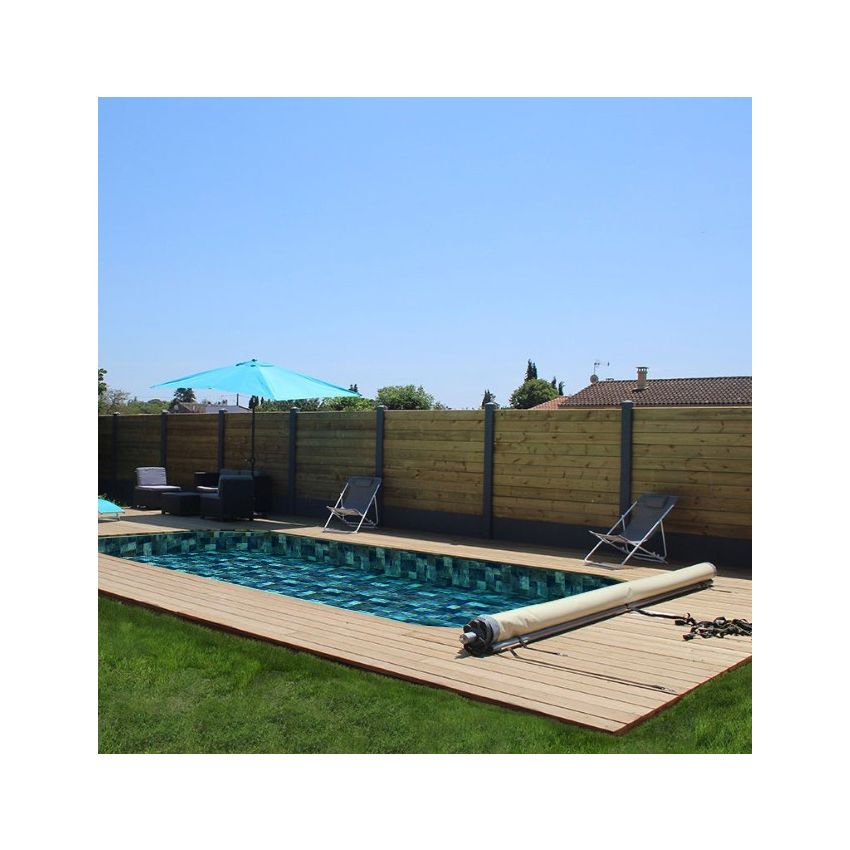 Piscine bois Luxe Rectangulaire 420x320x131cm Pierre de Bali
