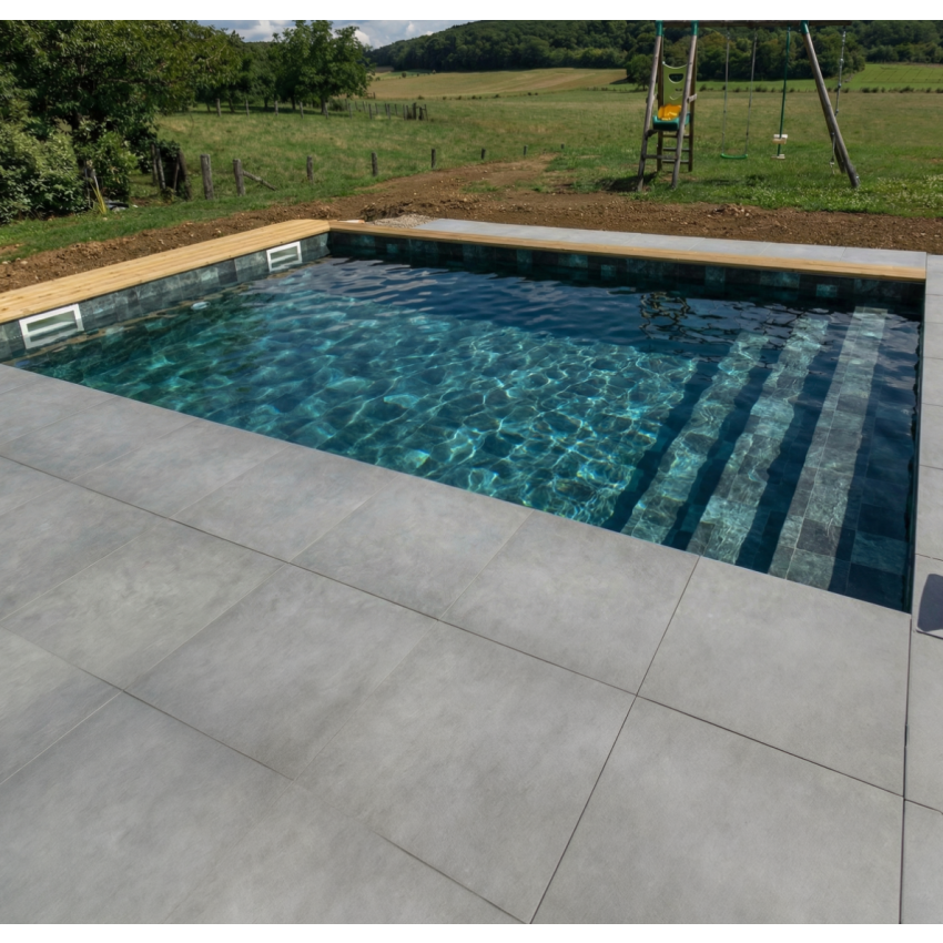 Piscine Bois Luxe Rectangulaire avec Escalier 420x320x131cm Pierre de Bali