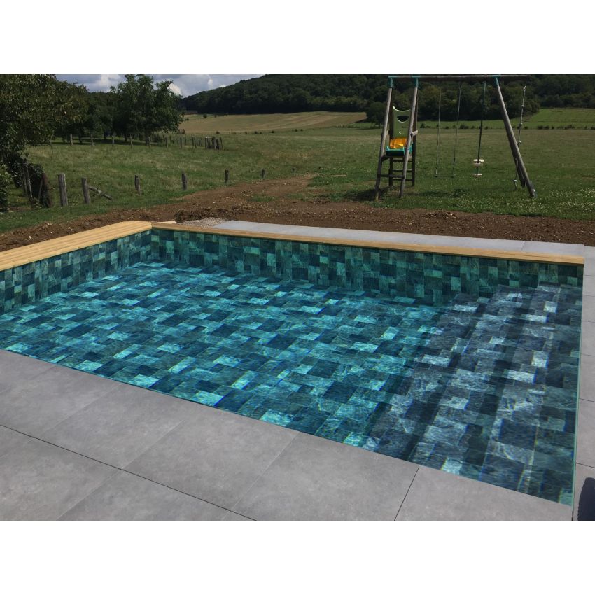 Piscine Bois Luxe Rectangulaire avec Escalier 620x420x145cm Pierre de Bali