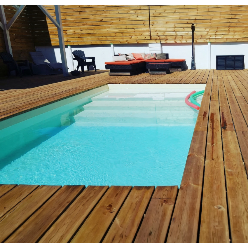 Piscine Bois Luxe Rectangulaire avec Escalier 420x320x131cm