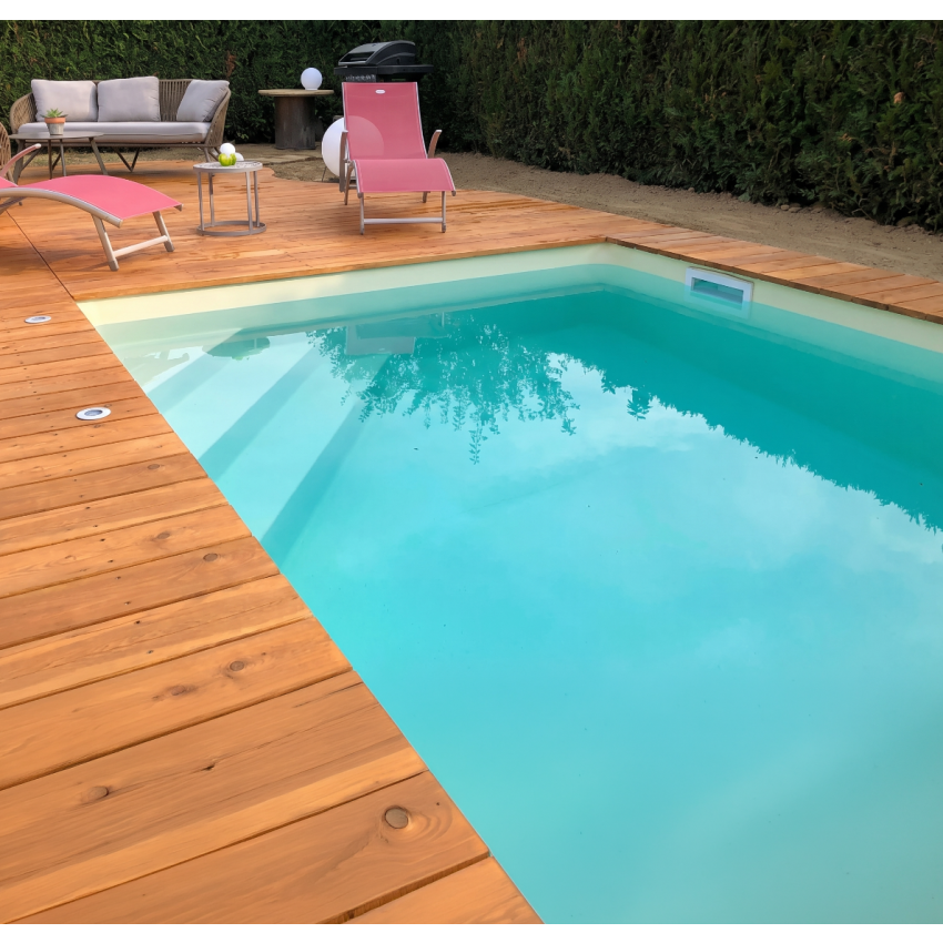 Piscine Bois Luxe Rectangulaire avec Escalier d'angle 620x420x130cm
