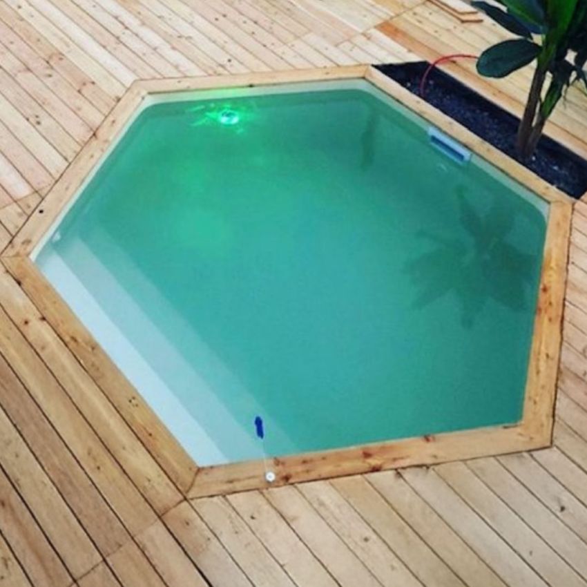 Piscine Bois Spark Ronde Hexagonale avec Escalier ⌀395x115cm