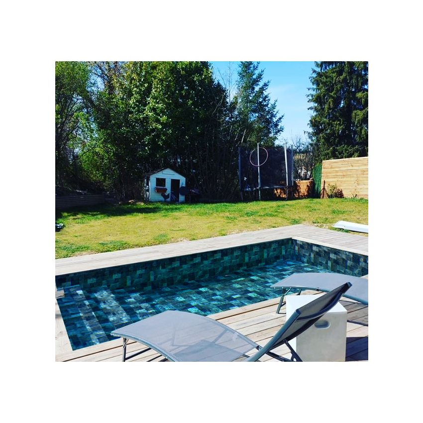 Piscine Bois Luxe Rectangulaire avec Escalier 420x320x145cm Pierre de Bali