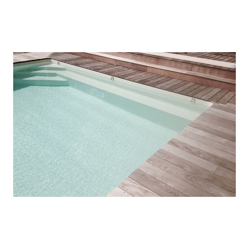 Piscine Bois Luxe Rectangulaire avec Plage Immergée + Escalier d'Angle 420x320x145 cm