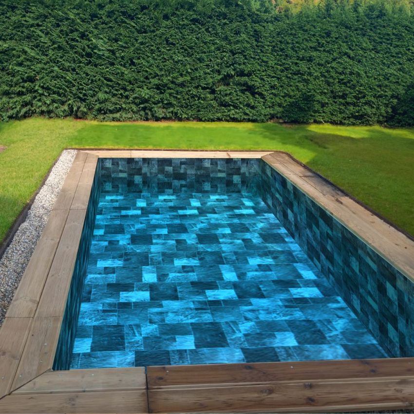 Piscine Bois Luxe Rectangulaire 470x270x145cm Pierre de Bali