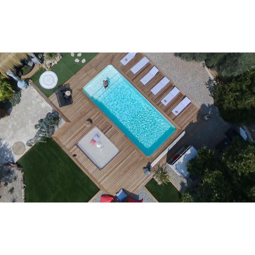 Piscine Bois Rebecca Rectangulaire avec Plage Immergée + Escalier 920x420x145cm