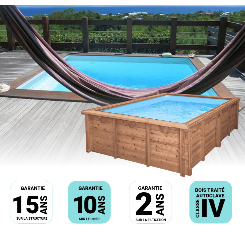 Piscine Bois Anna Carrée 520x520x145cm