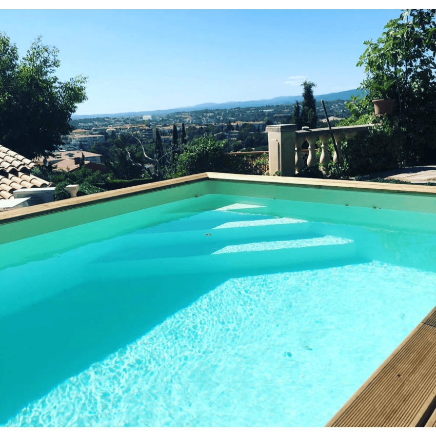Piscine Bois Luna Rectangulaire avec Escalier d'Angle 350x270x70cm