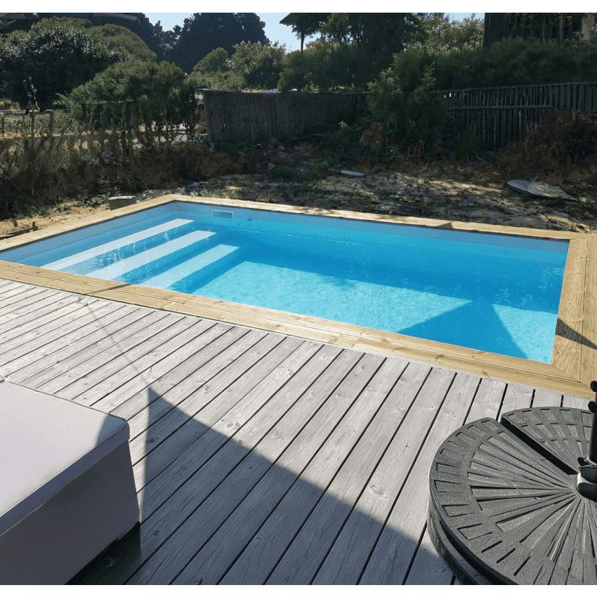 Piscine Bois Luna Rectangulaire avec Escalier 350x270x70cm