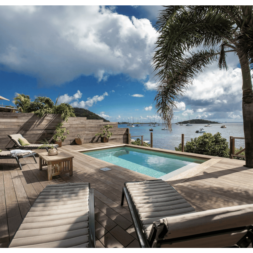 Piscine Bois Luna Rectangulaire avec Plage immergée + Escalier 350x270x70cm