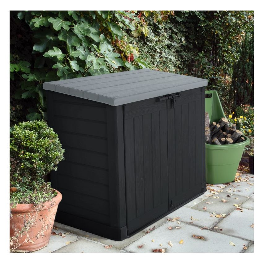 Coffre de Jardin en Résine 1200L NOIR Noir/Gris