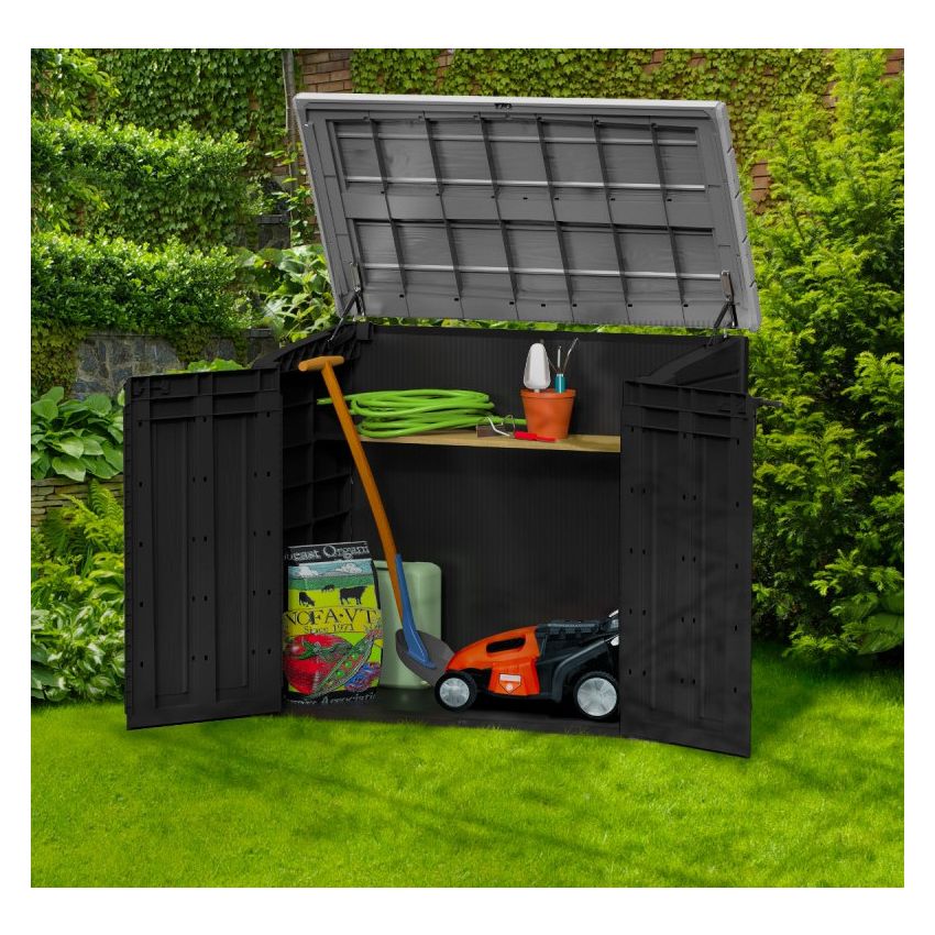 Coffre de Jardin en Résine 1200L NOIR Noir/Gris