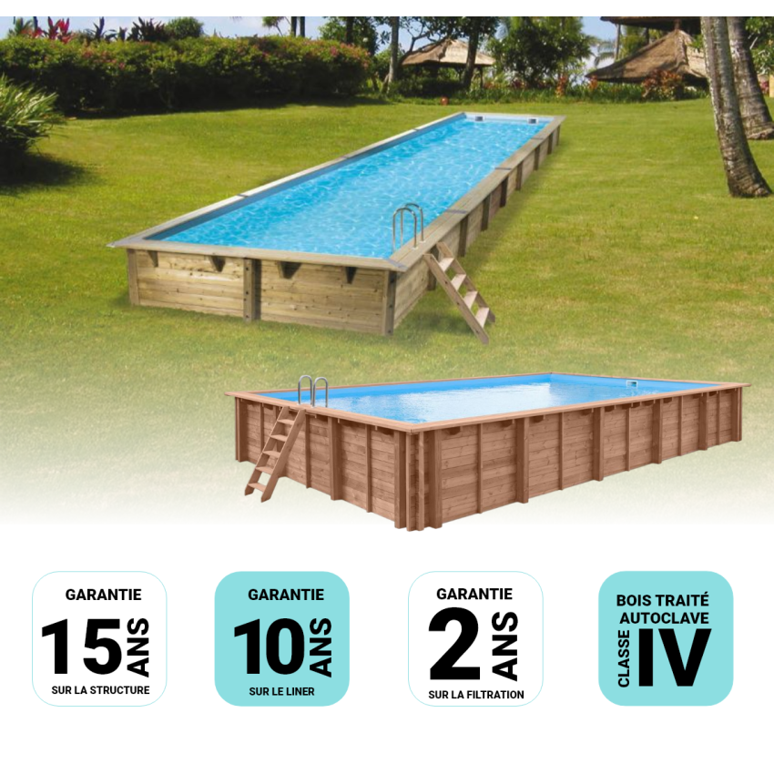 Couloir de nage Piscine Bois UBBINK LINEA 1550x350x155cm