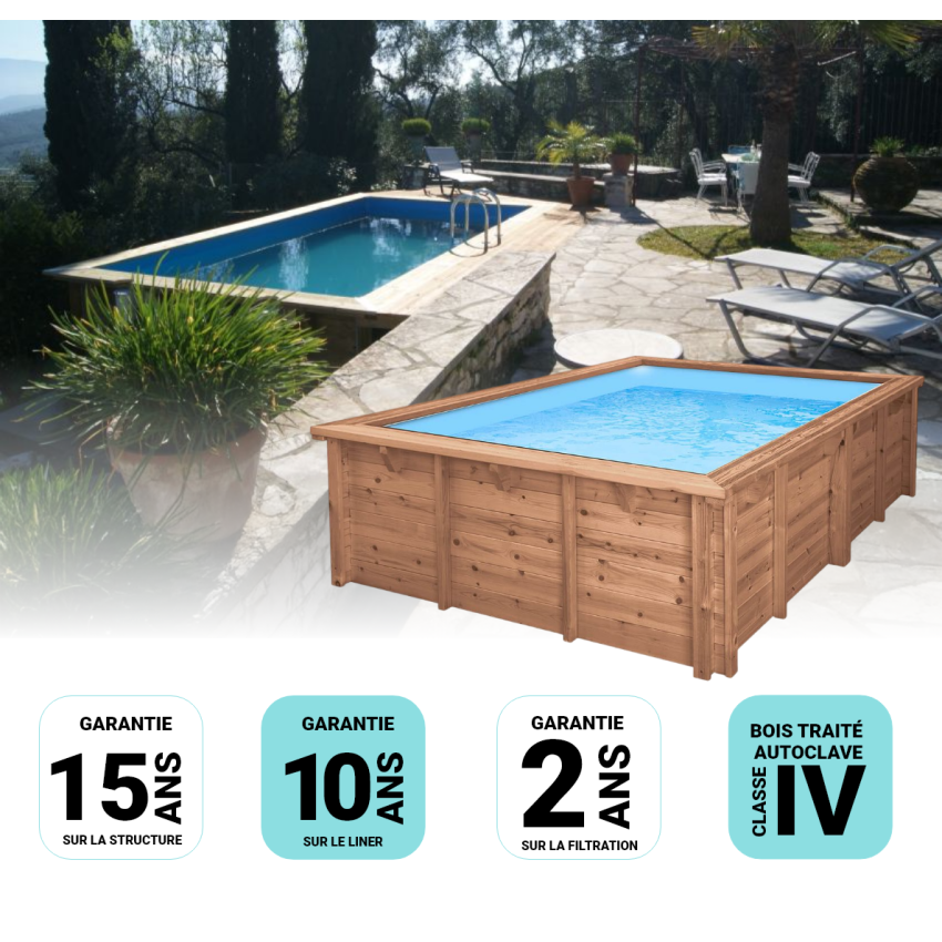 Piscine bois Rectangulaire UBBINK LINEA 650x350x140cm