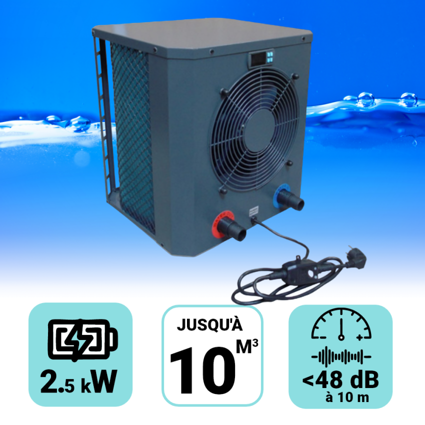 Pompe à chaleur Heatermax Compact 2.5 kW pour piscine de 10m3