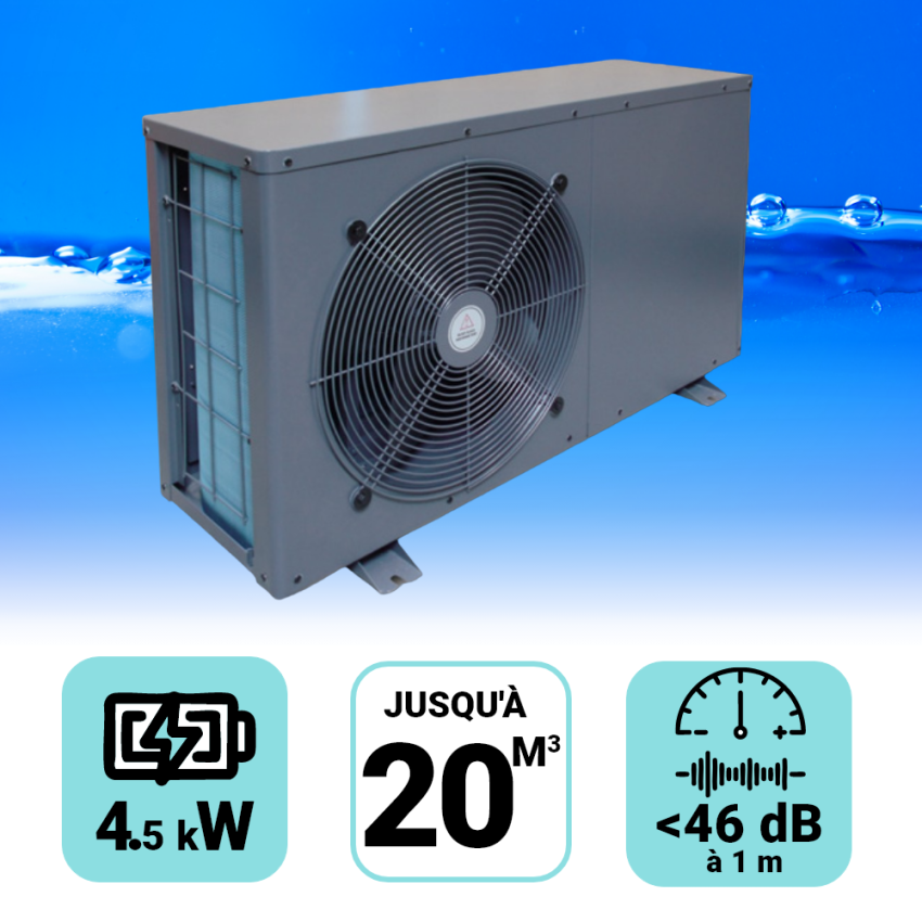 Pompe à chaleur Heatermax Inverter 4.9 kW pour piscine de 0-20m3