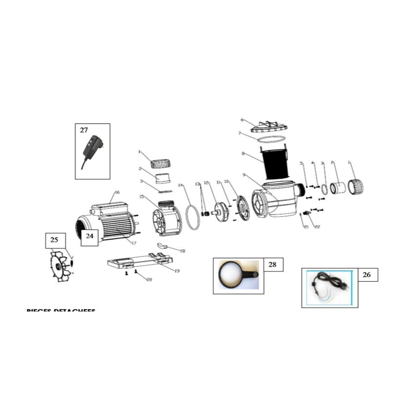 Raccord Sortie diamètre 50mm blanc + joint + écrou pour Pompe Poolmax