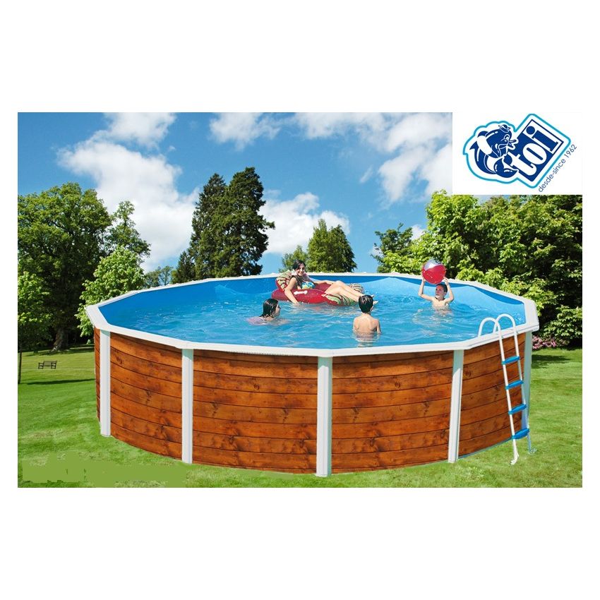 Piscine Ronde ETNICA Acier Aspect Bois 550cm x  H 120cm