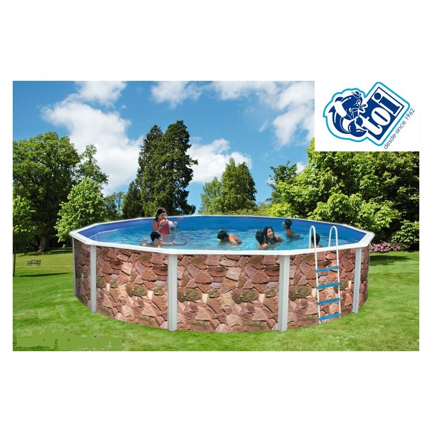 Piscine Ronde ROCALLA Acier Décoration Pierre 350 x 120 cm
