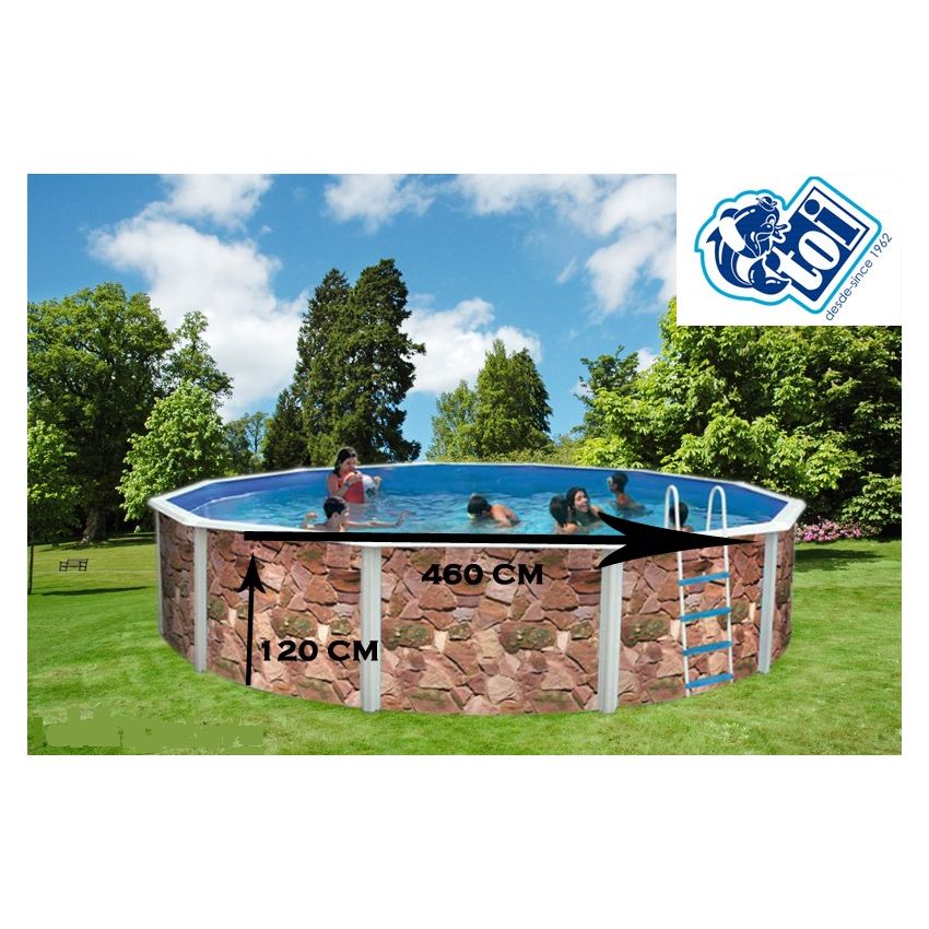 Piscine Ronde ROCALLA Acier Décoration Pierre 460 x 120 cm