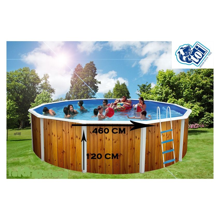 Piscine Ronde VETA Acier Décoration Bois 460 x 120 cm