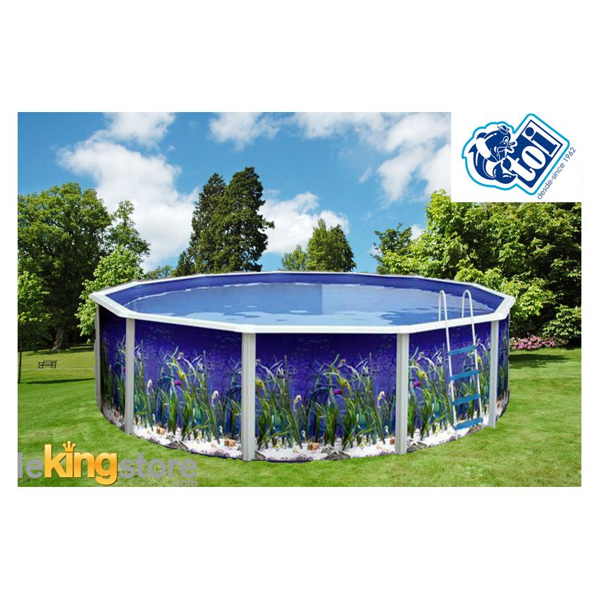 Piscine Ronde OCEANO Acier Décoration Aquatique 640 x 120 cm