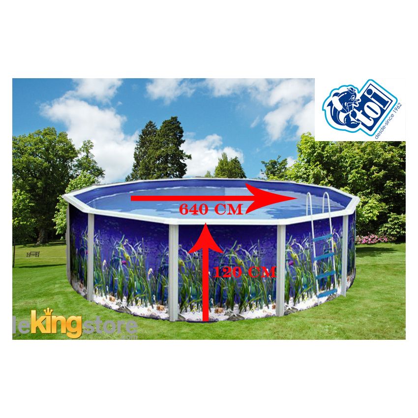 Piscine Ronde OCEANO Acier Décoration Aquatique 640 x 120 cm