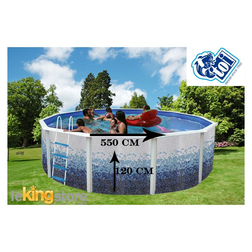 Piscine Ronde TRENCADIS Acier Décoration Mosaïque 550 x 120 cm