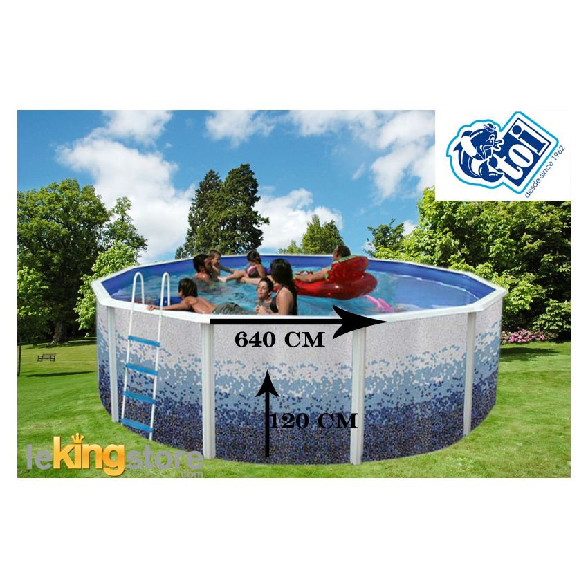 Piscine Ronde TRENCADIS Acier Décoration Mosaïque 640 x 120 cm