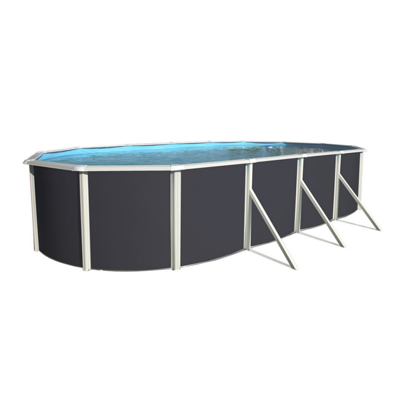 Piscine acier allongée MALLORCA ANTHRACITE 730 x 366 x 120 cm