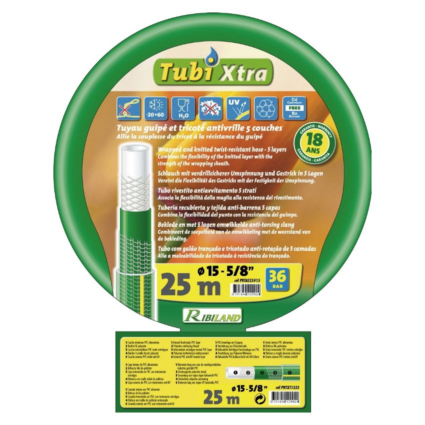 Tuyau Tricoté Guipé Antivrille 6 couches 25m D.19mm 