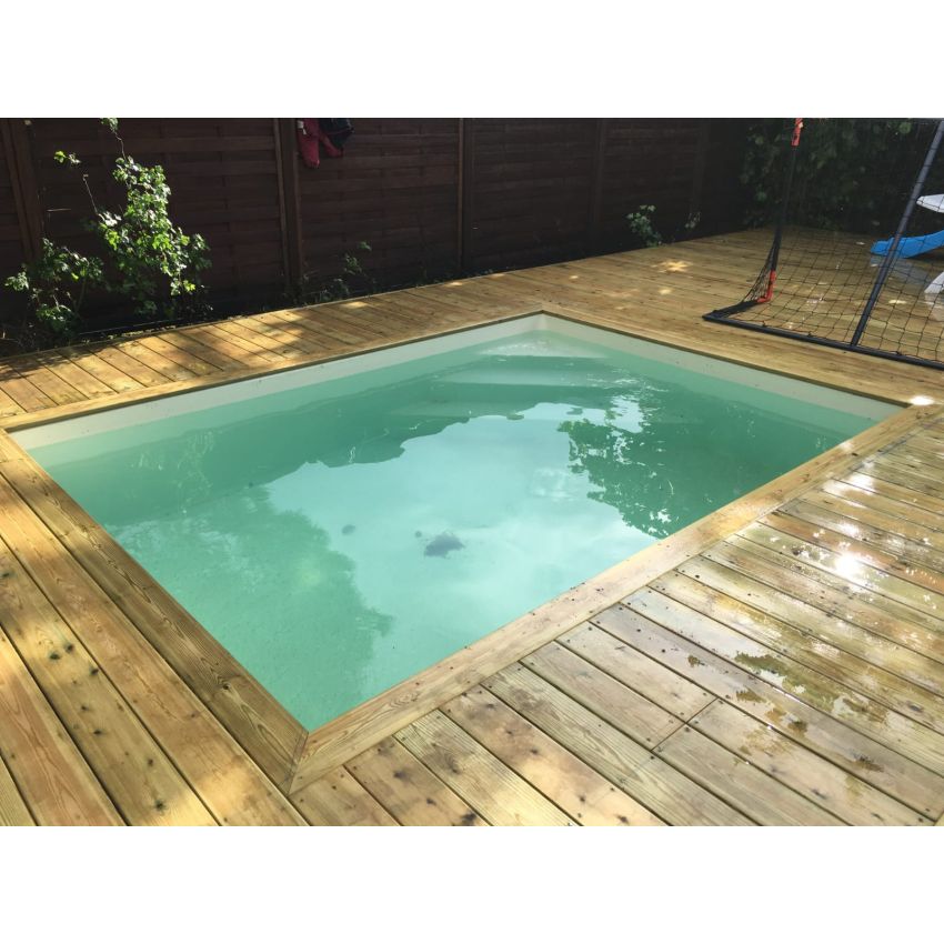 Piscine Bois Rebecca Rectangulaire avec Escalier d'Angle 920x420x145cm