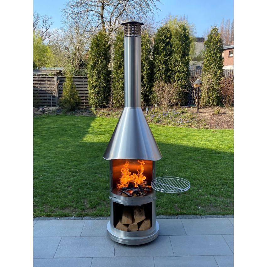 Barbecue / Cheminée AUCKLAND en acier inoxydable Inox Brossé