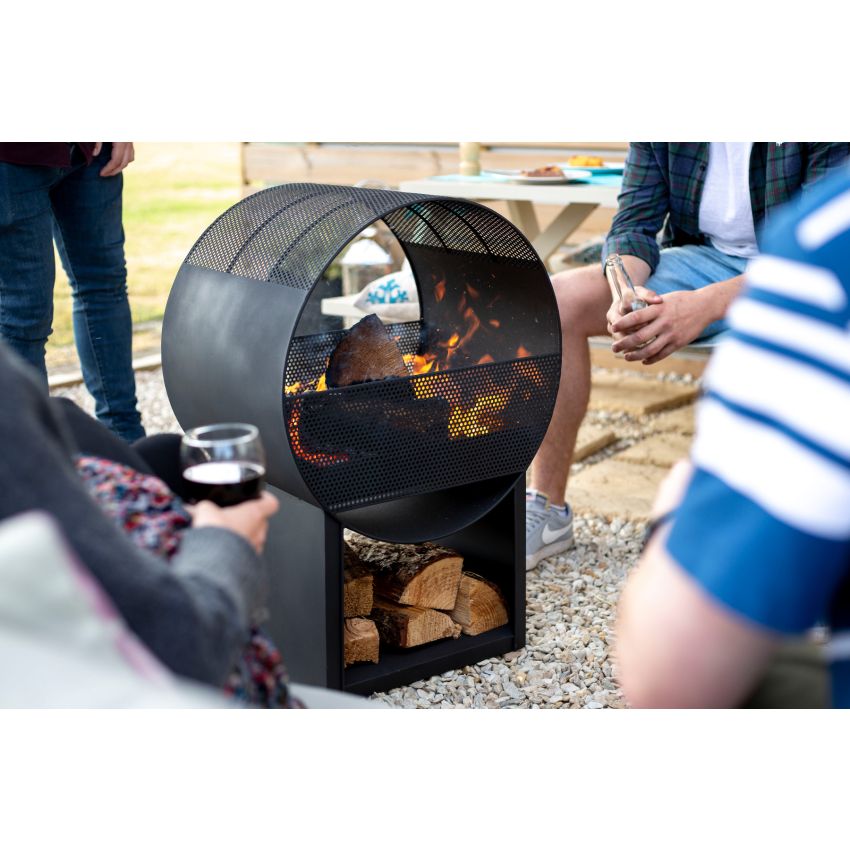 Brasero Hublot en acier noir de 80 cm de diamètre